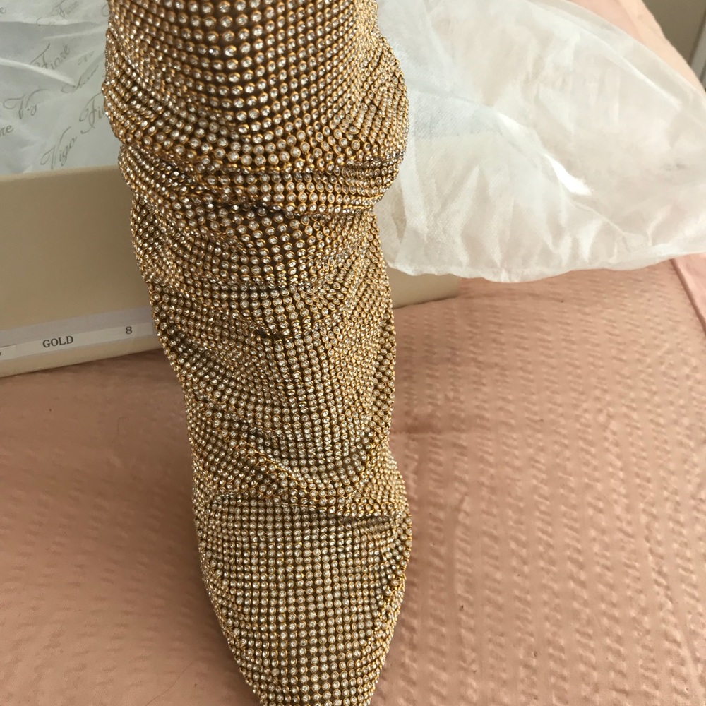 Embellished Rhinestone Crystal Covered Slouch Boot